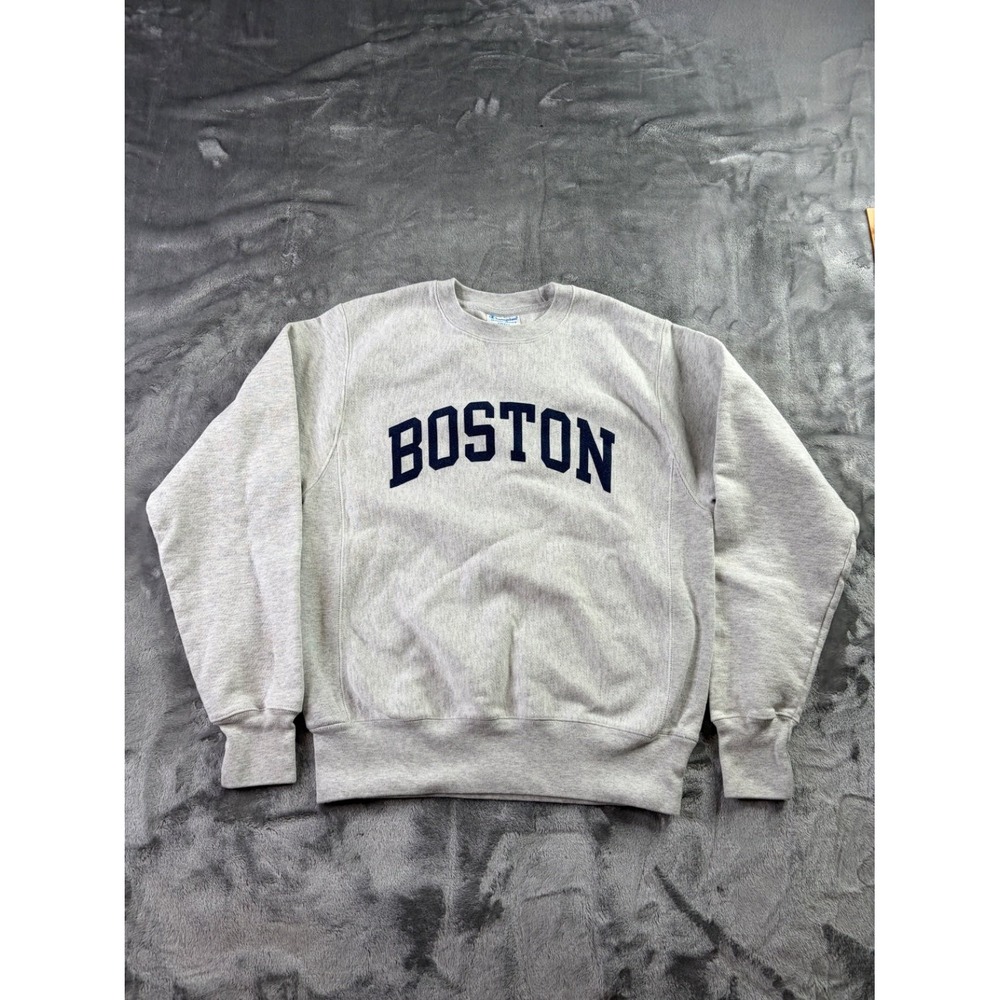 Champion Reverse Weave Boston Sweatshirt Mens S Heather Gray Crewneck Fleece